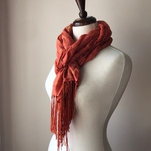 Orange and gold lightweight scarf